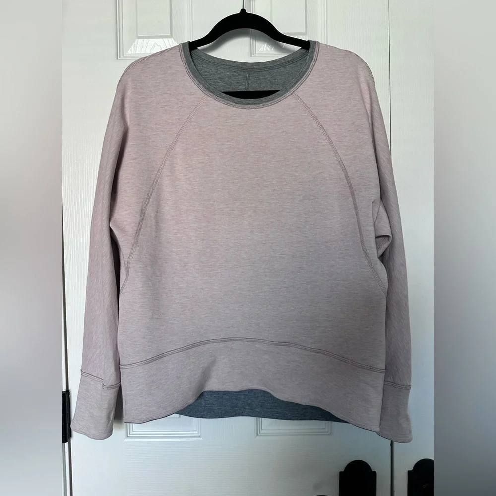 Lululemon Time Out Crew Reversible Heathered Bleached Coral/Heather Medium Grey - Picture 5 of 12